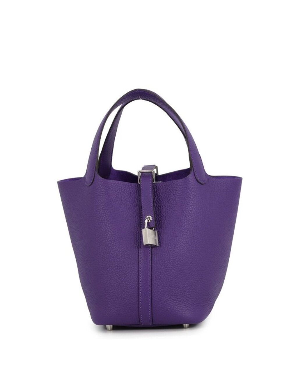 Hermes Handbag Picotin Lock PM Purple Silver Taurillon Clemence Tote